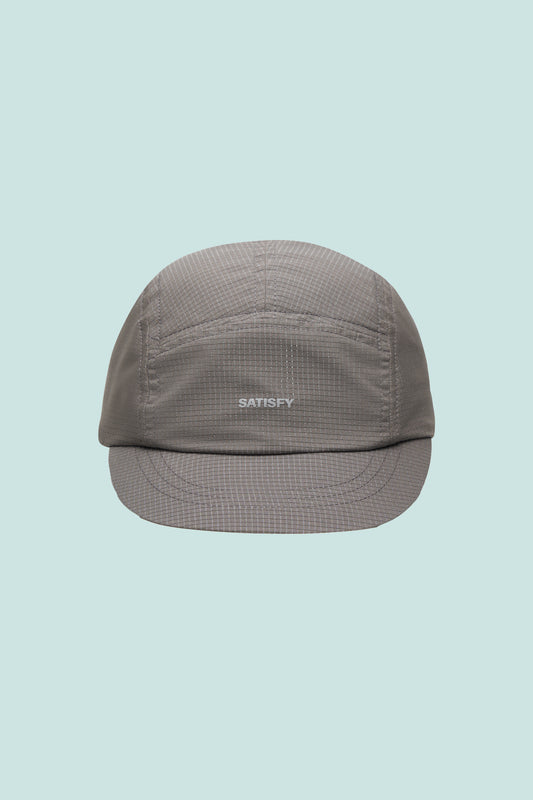 Satisfy Rippy™ Air Trail Cap in gray, lightweight and rip-resistant, perfect for running on trails.