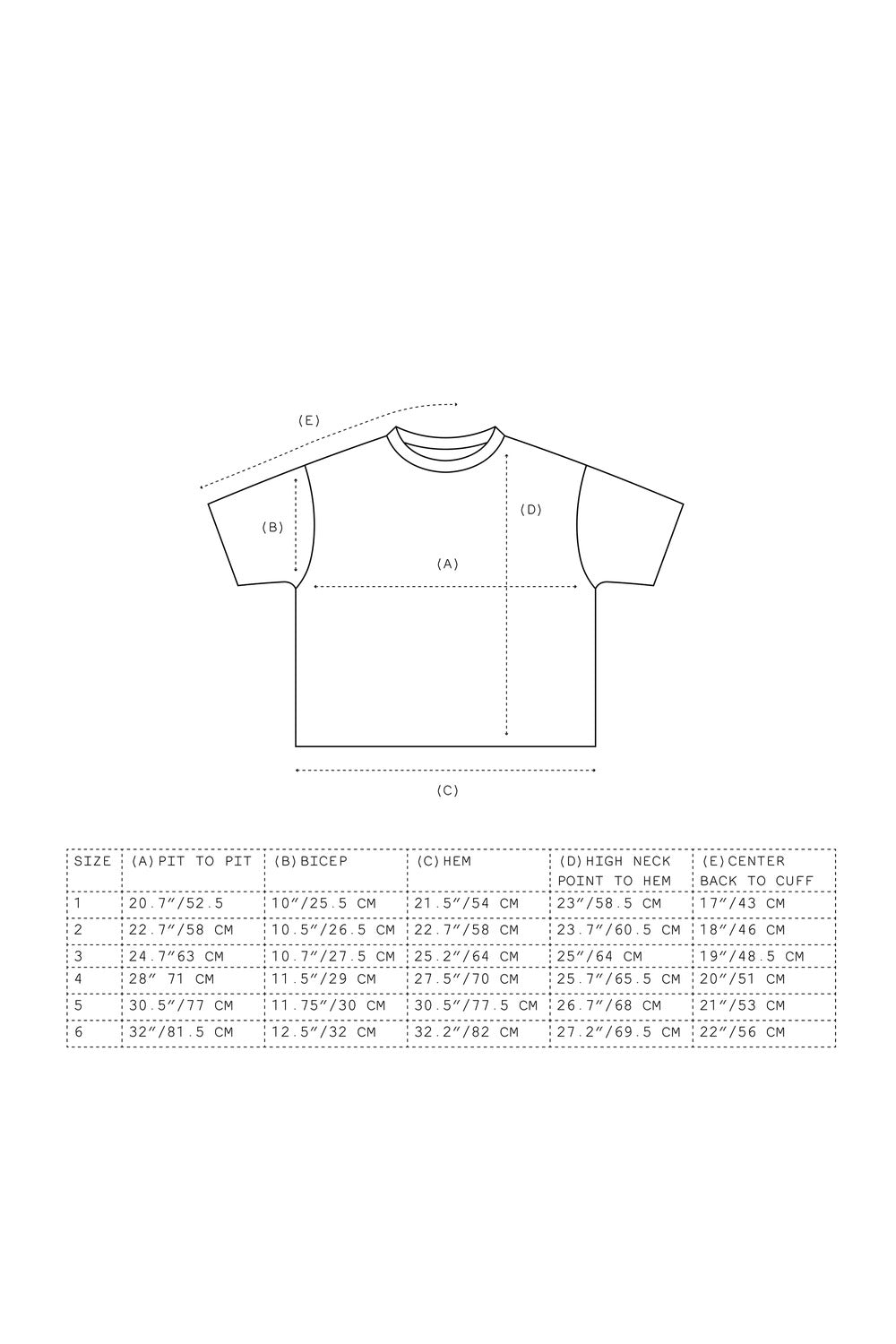 Shag Tee v2.0 size guide