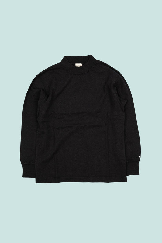 Snow Peak Recycled Cotton Heavy Mockneck L/S T-Shirt - Black