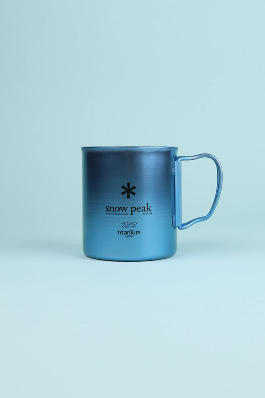 Snow Peak Titanium Double Wall Cup 450 - Blue | Coffee Outdoors