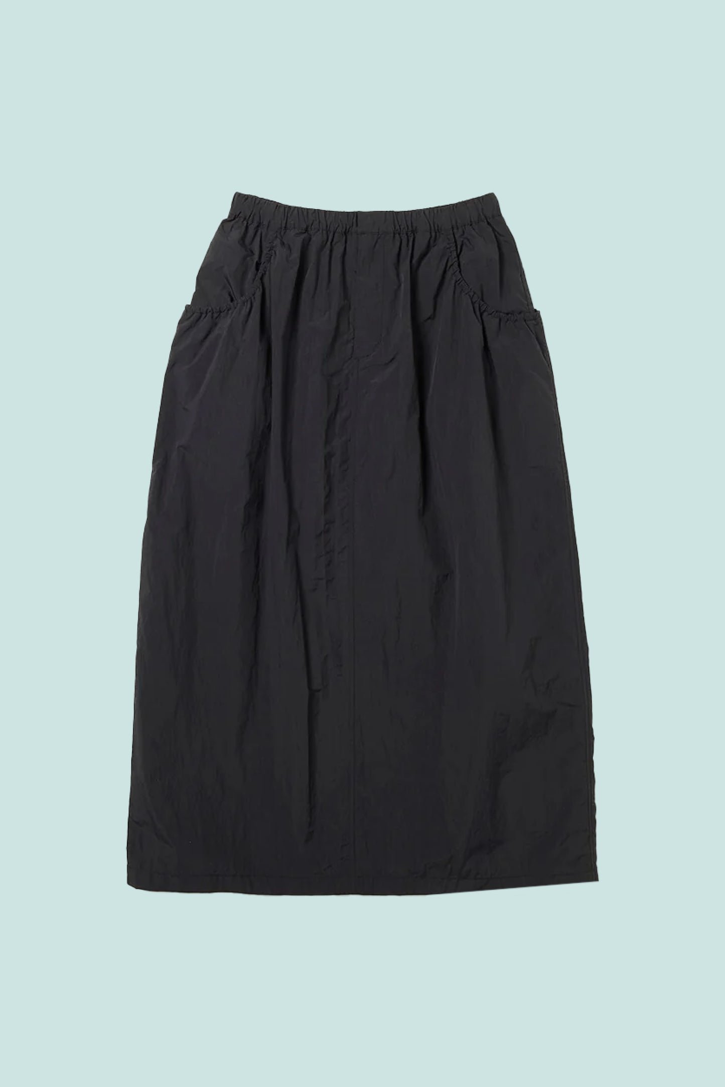 Snow Peak Nylon Tussah Utility Skirt in black, designed for versatility and outdoor comfort.
