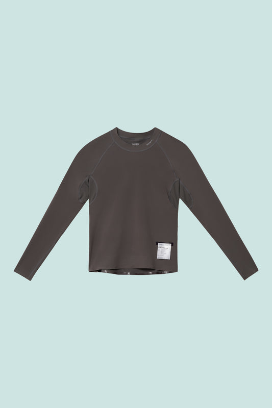 Satisfy Womens Justice™ CoffeeThermal™ Base Layer in Dark Natural, perfect for outdoor activity in cooler temperatures.