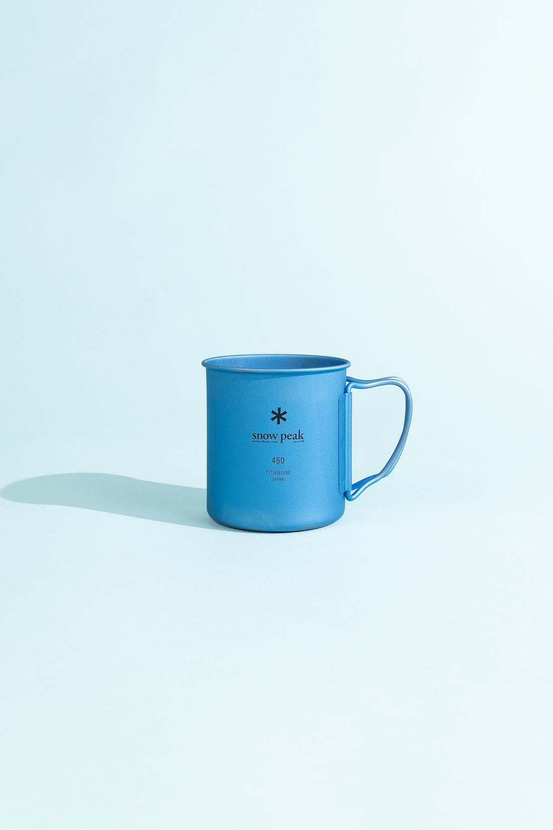 Snow Peak Titanium Single Wall Cup 450 in Blue, view 1.