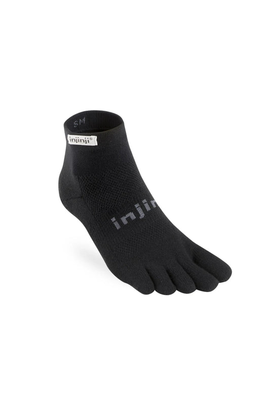 Injinji Run Lightweight Mini-Crew Toe Socks - Black | Coffee Outdoors