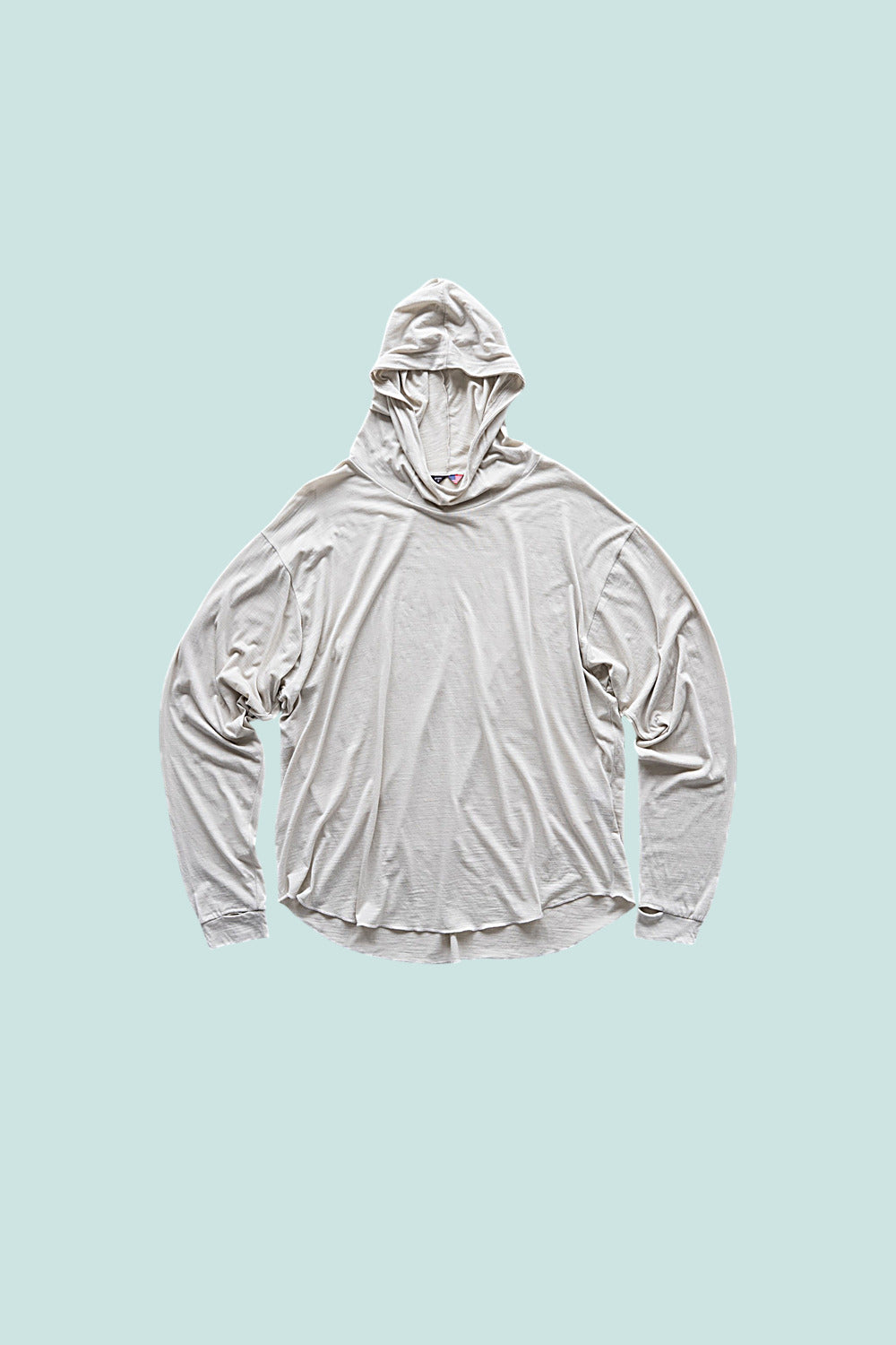 Creeper Hood Merino in Feather Gray, flat lay front