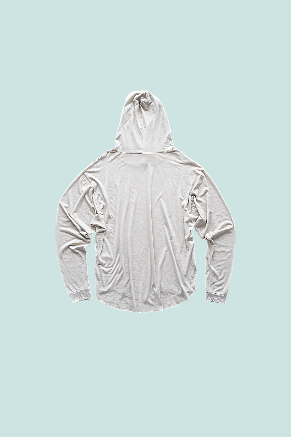 Creeper Hood Merino in Feather Gray, flat lay back