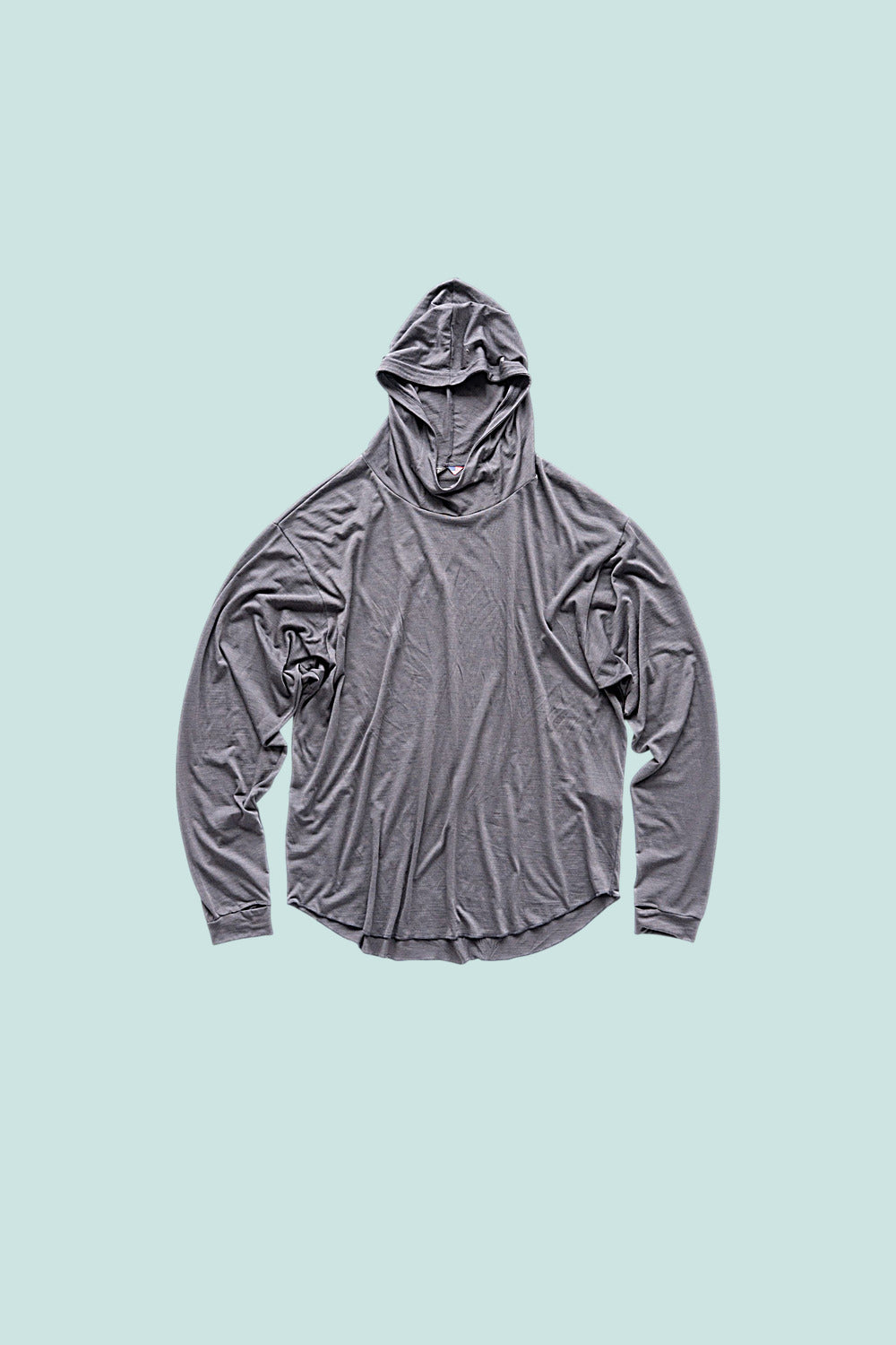 Creeper Hood Merino in Magnet, flat lay front