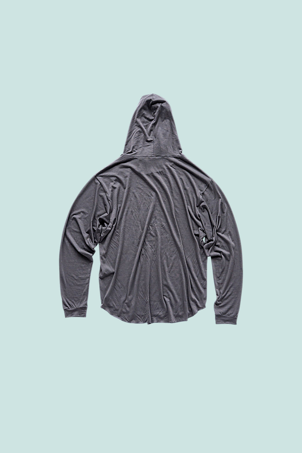 Creeper Hood Merino in Magnet, flat lay back