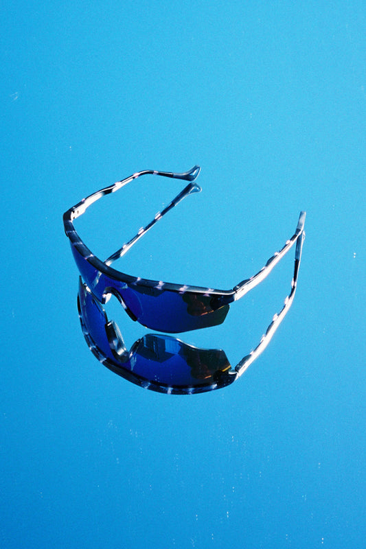 District Vision Junya Racer Sunglasses - Navy Pink Mosaic/D+ Blue Mirror | Coffee Outdoors