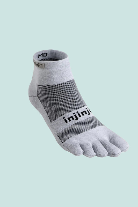 Injinji Run Lightweight Mini-Crew Toe Socks - Grey | Coffee Outdoors