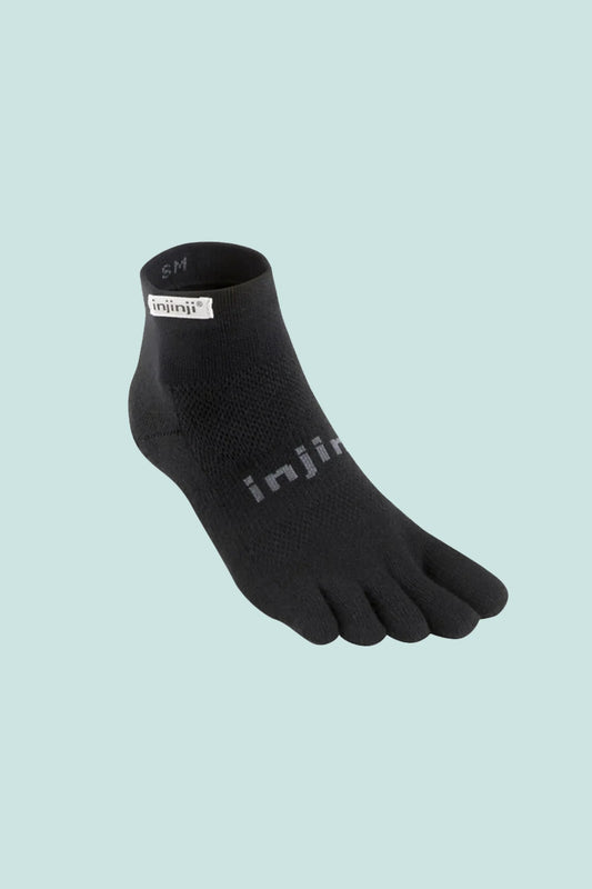 Injinji Run Original Weight Mini-Crew Toe Socks - Black | Coffee Outdoors