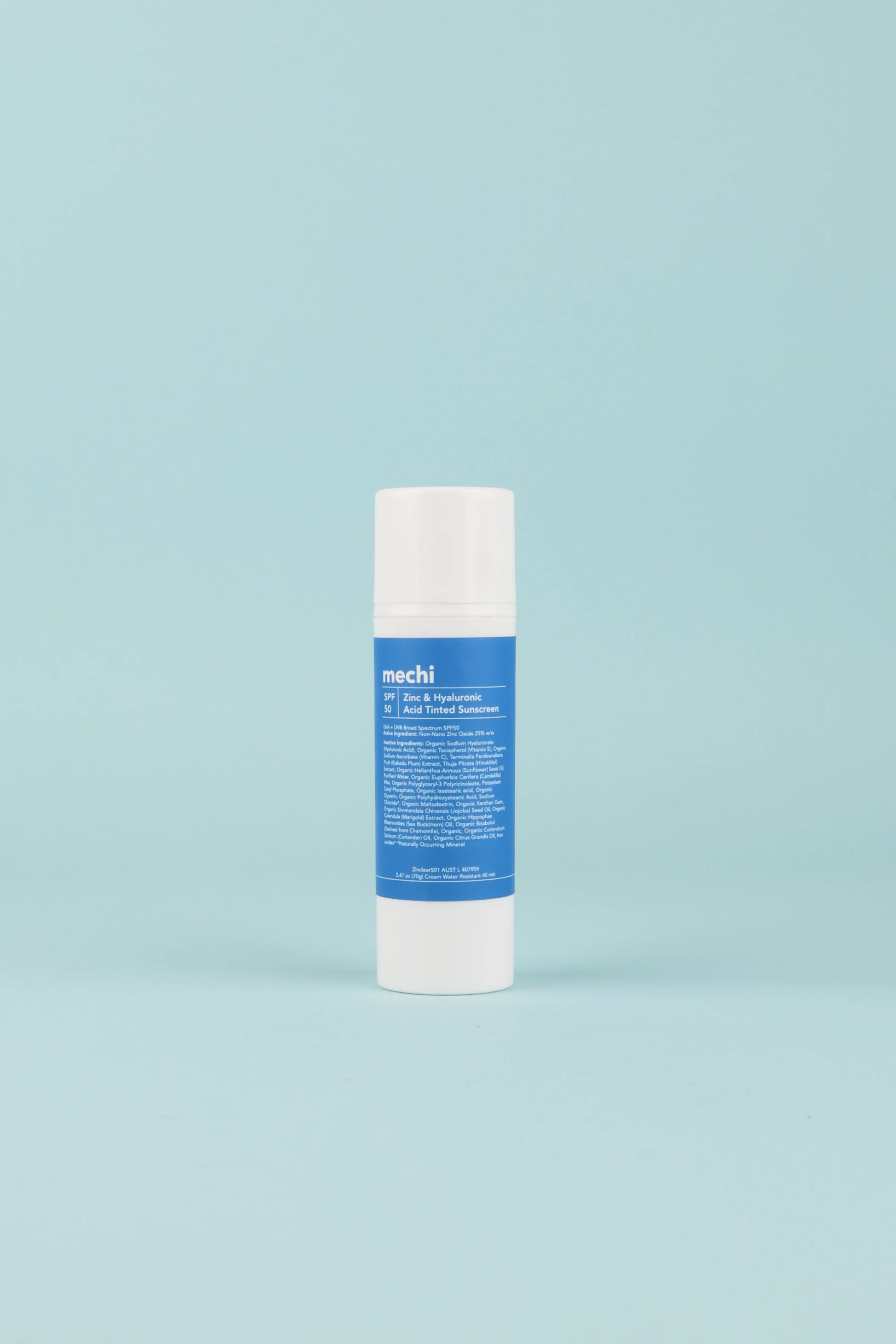 Mechi Zinc & Hyaluronic Sunscreen - Slightly Tinted 70 grams | Coffee Outdoors