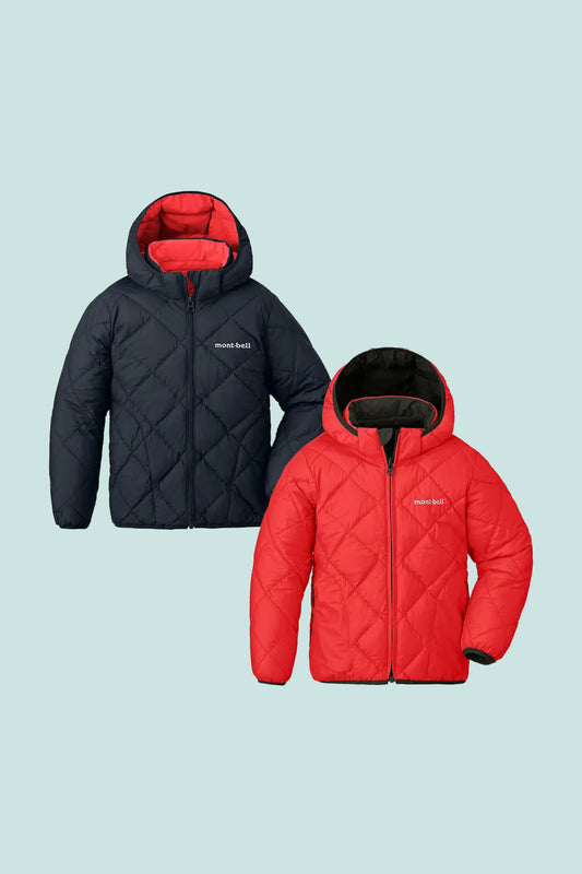 Montbell Kids Reversible Down Parka - Dark Navy/ Red Brick