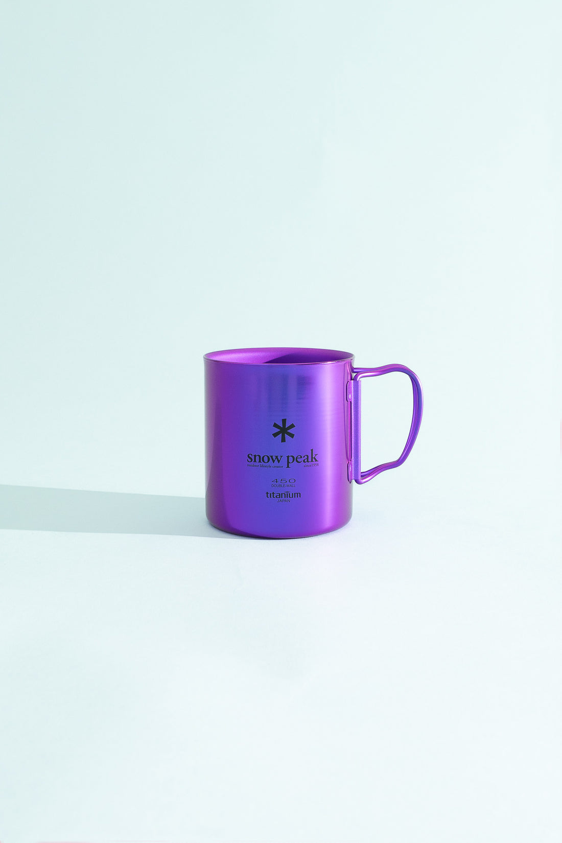 Snow Peak Titanium Double Wall Cup 450 in Purple, view 1.