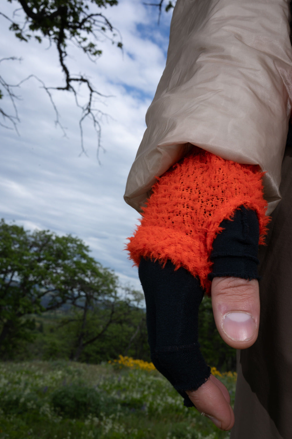 Shag Hoodie v2.0 in Tangerine Tango, thumb loop detail