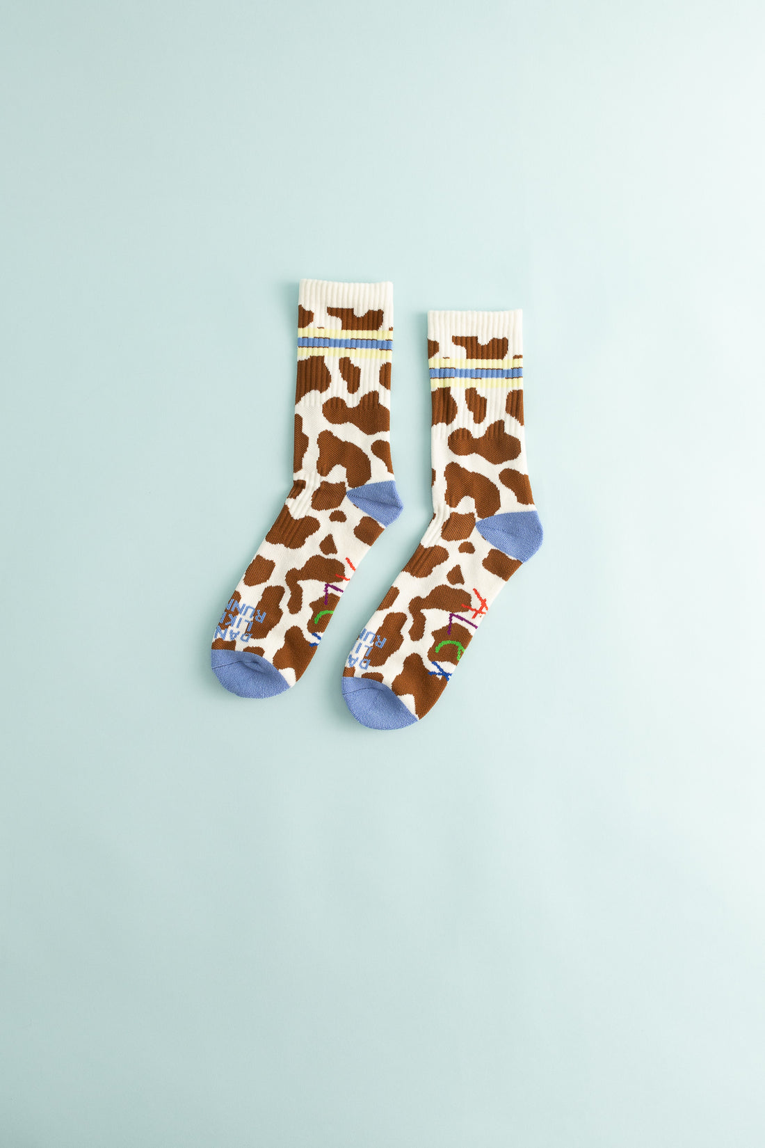 Alex Zono Feet Huggers Socks in Dance Like A Runner Cow Print, view 1.
