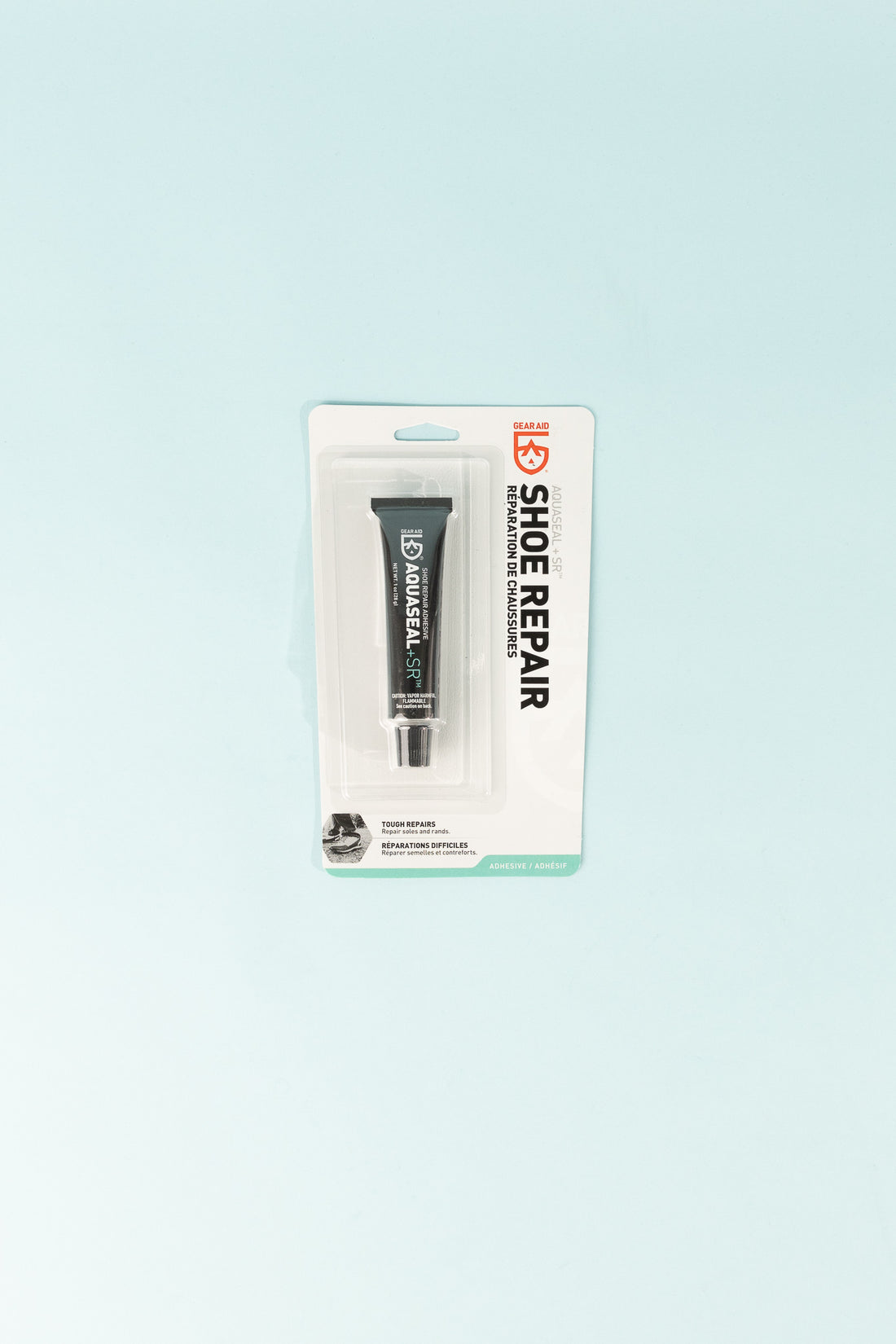 Aquaseal Shoe Repair Glue in packaging, waterproof adhesive for durable shoe repairs.