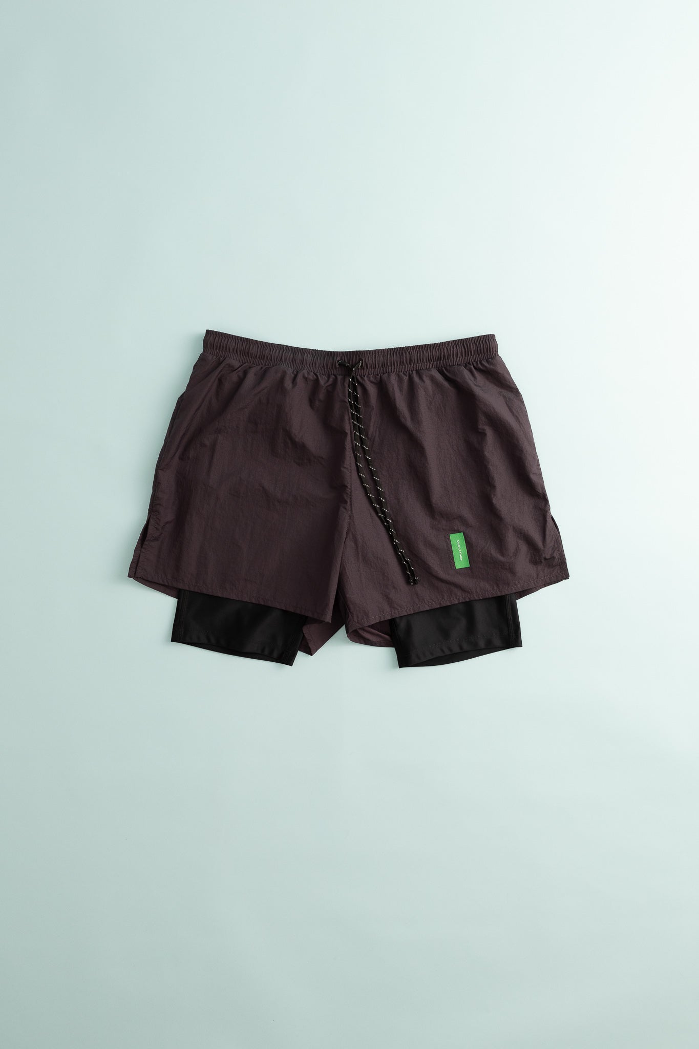 District Vision Mens Ultralight Nylon Trail Shorts in Nightshade/Black on a light background