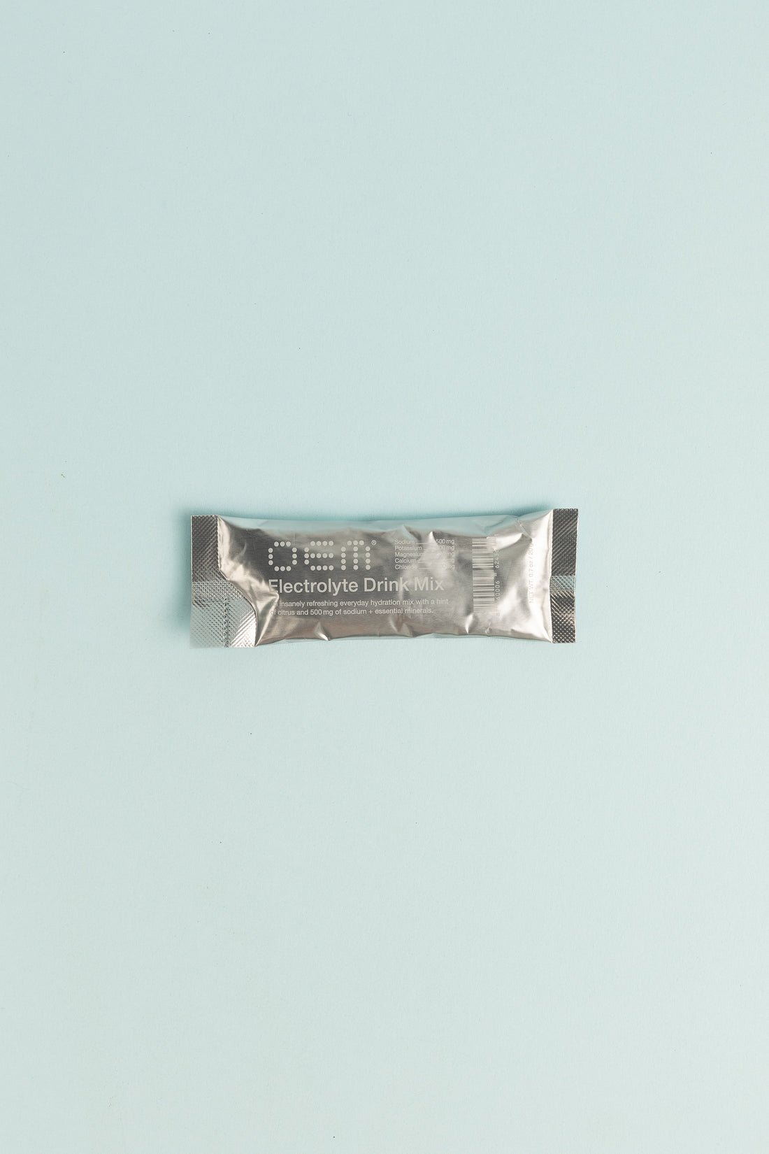 OEM Electrolyte Drink Mix single packet with a light blue background.