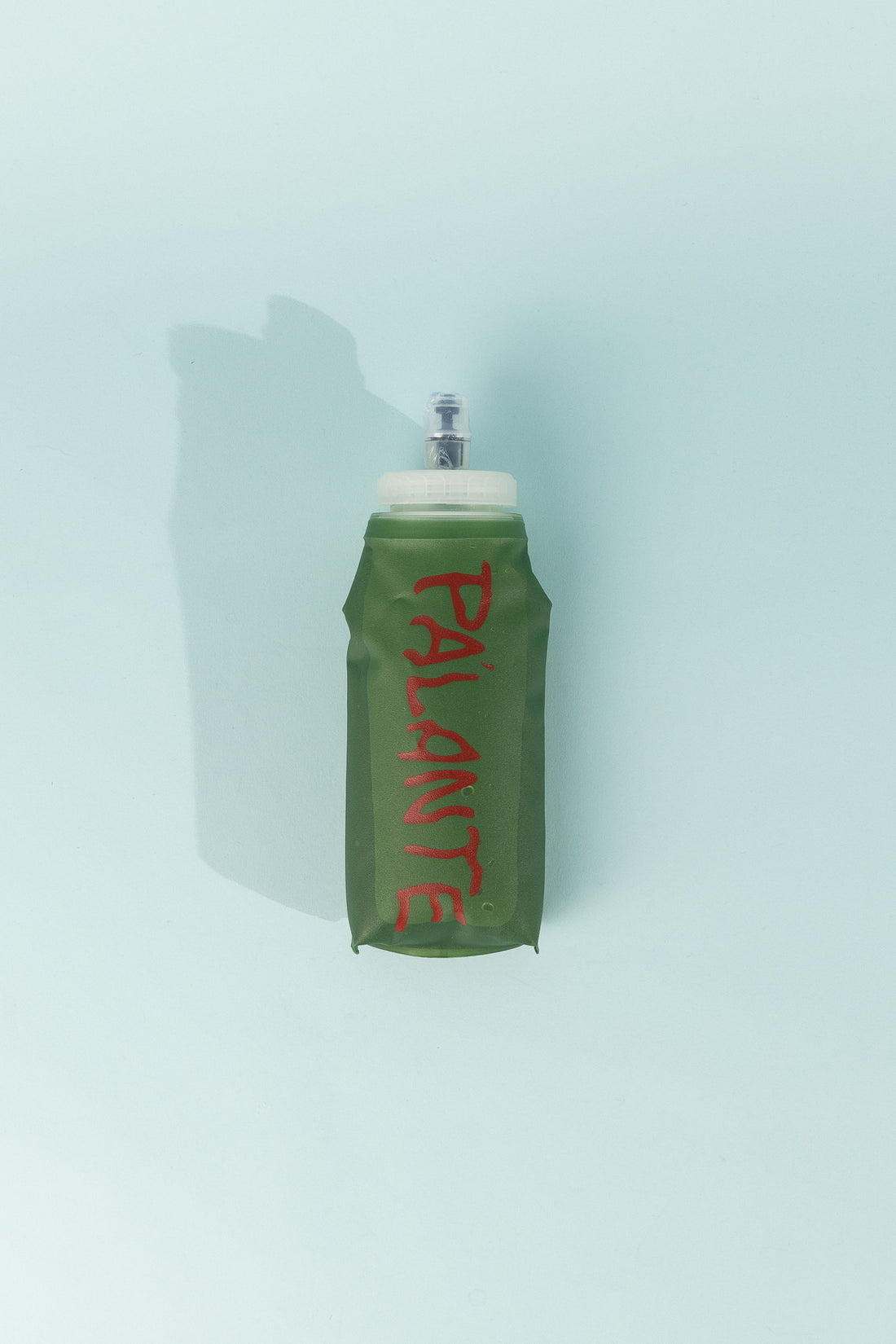 Floppy Water Bottle in green color with PALANTE printed on it, ideal for reusable hydration on the go.