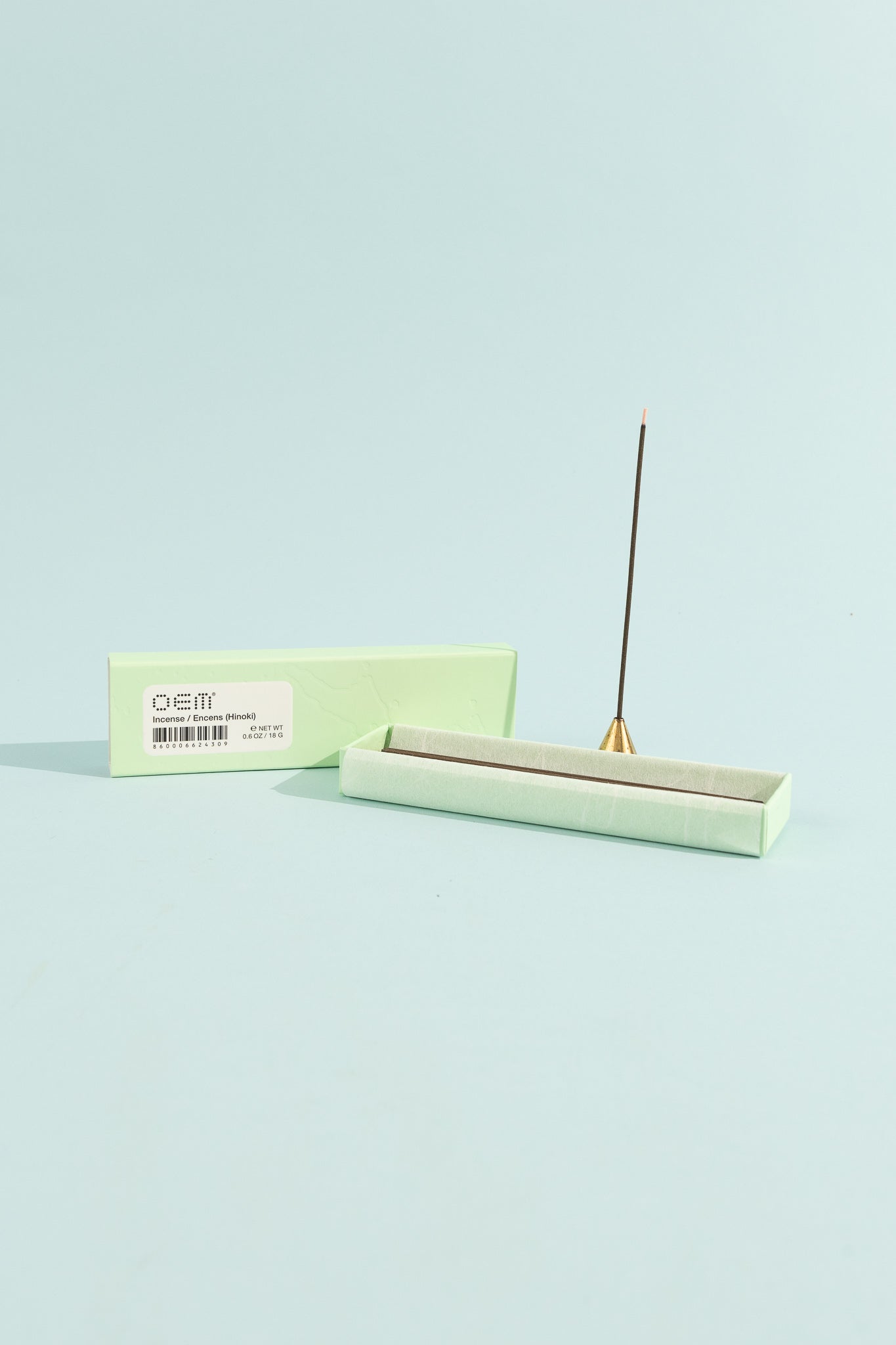OEM Incense 50 Pack - Hinoki in light green box with incense stick displayed.