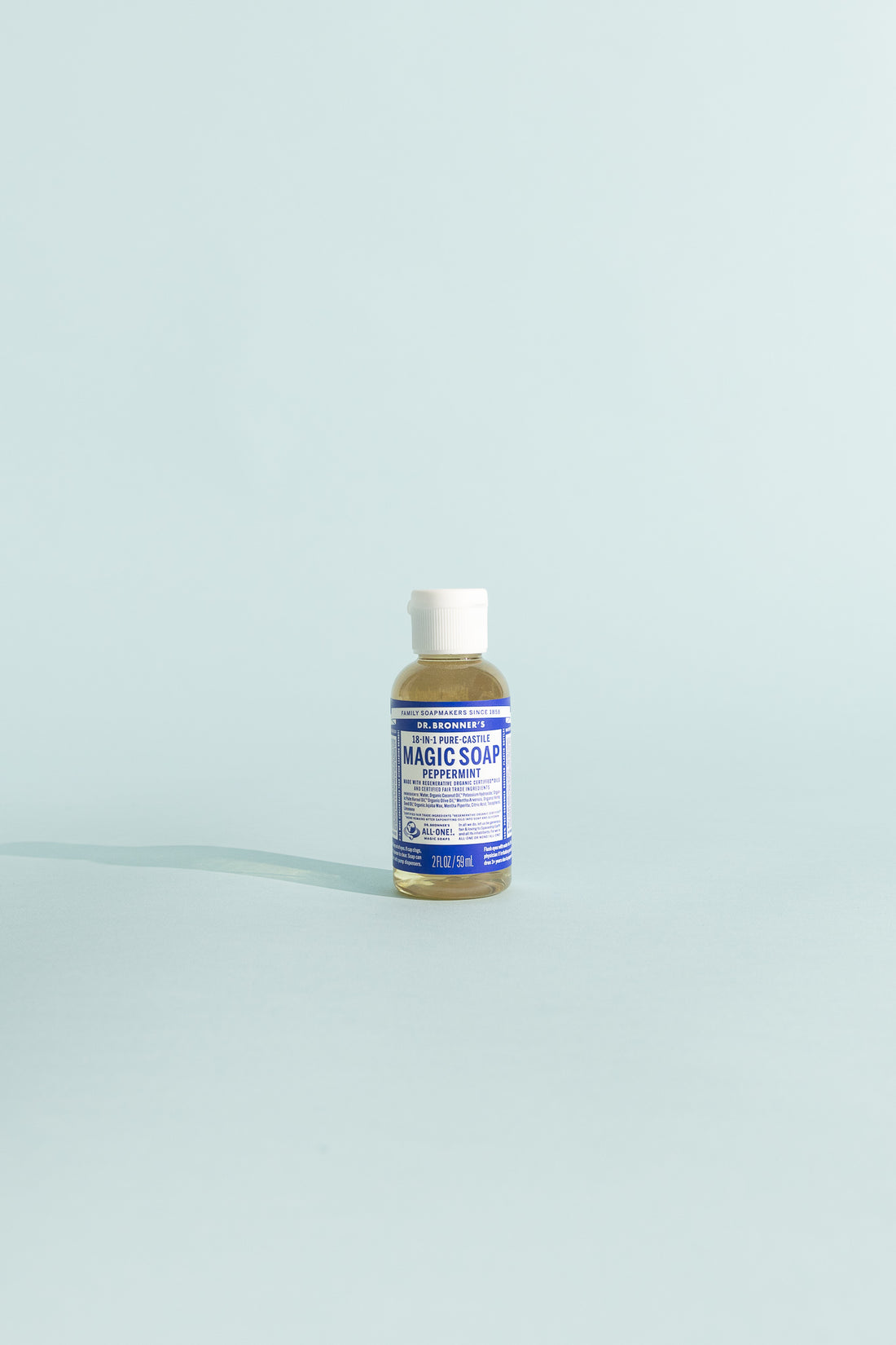 Dr Bronner's Peppermint Pure-Castile Liquid Soap - 59ml, view 1.