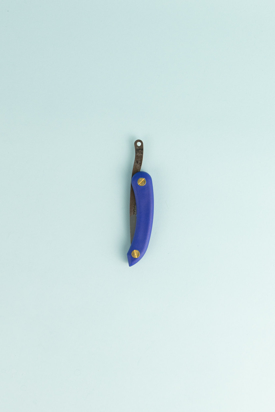 Peasant Knife Mini - Titanic Blue, handcrafted with a blue handle and high grade carbon blade steel.