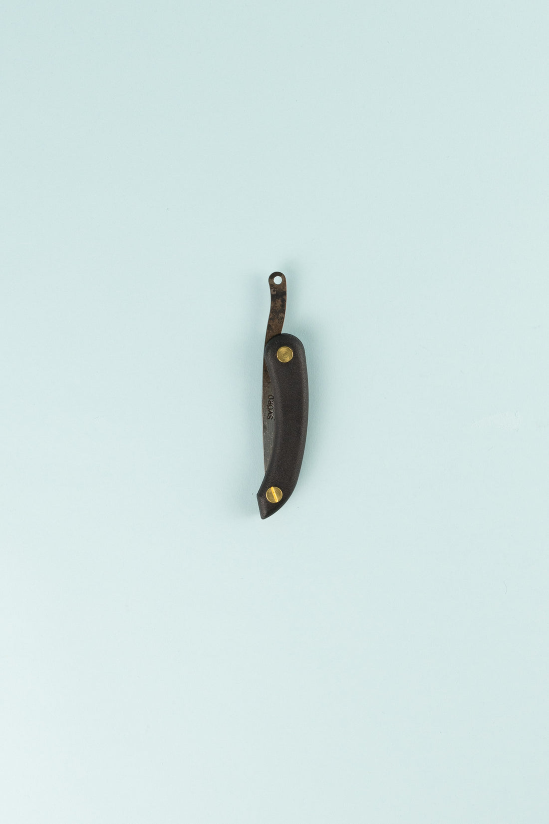 Peasant Knife Mini - Black, handcrafted knife with carbon blade steel and functional materials in handle.