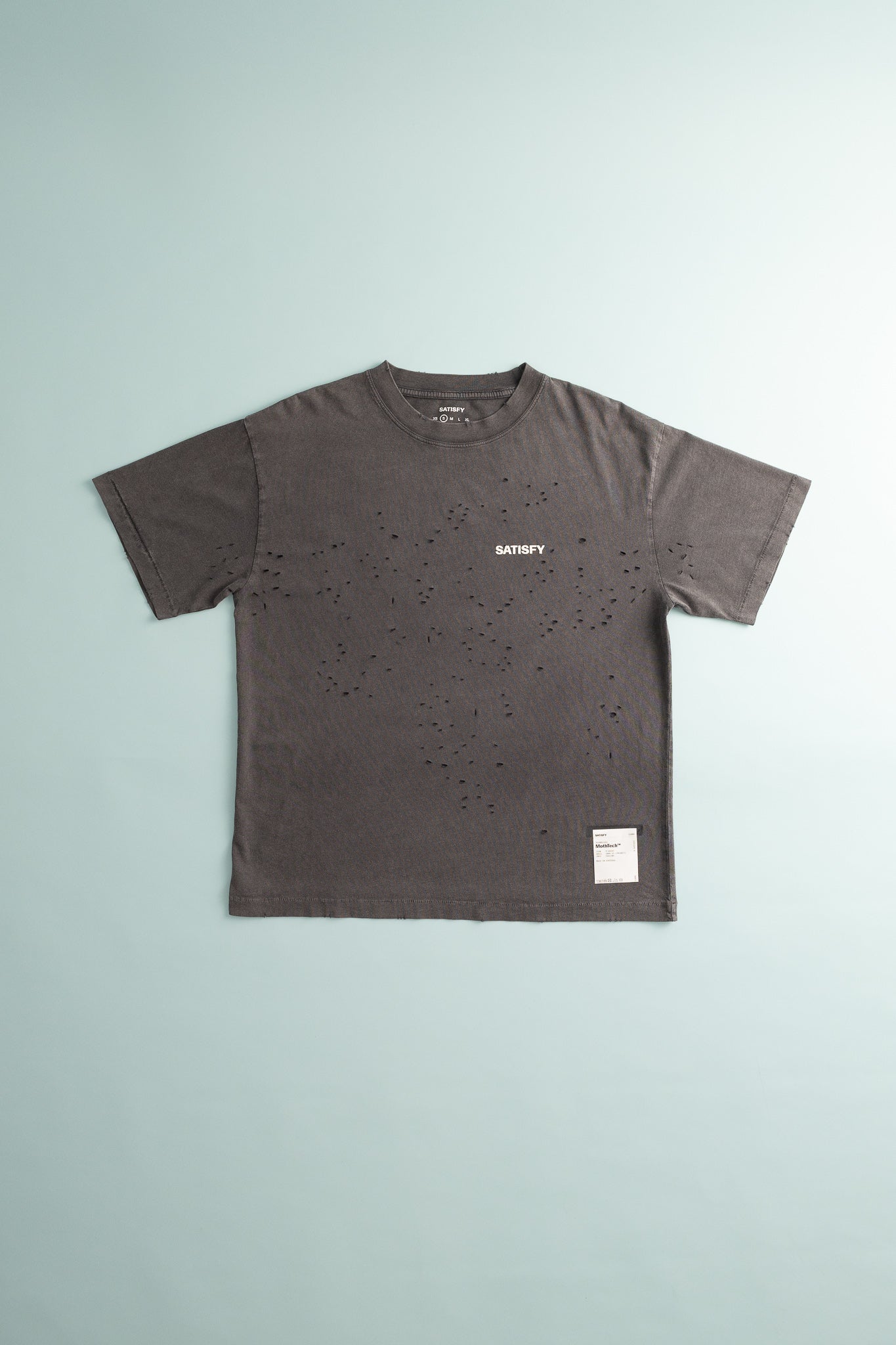 MothTech T-Shirt in aged black with ventilation holes for cooling and soft organic cotton fabric.