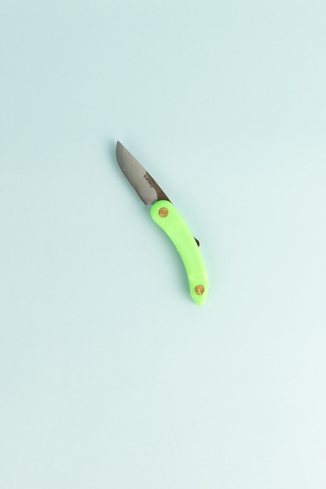 Peasant Knife Mini - Green with a vibrant handle and high grade carbon blade, handcrafted in New Zealand.