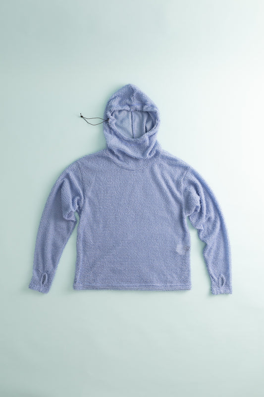 Shag Hoodie v2.0 in light purple, ultralight, compressible baselayer/midlayer with boxy fit.