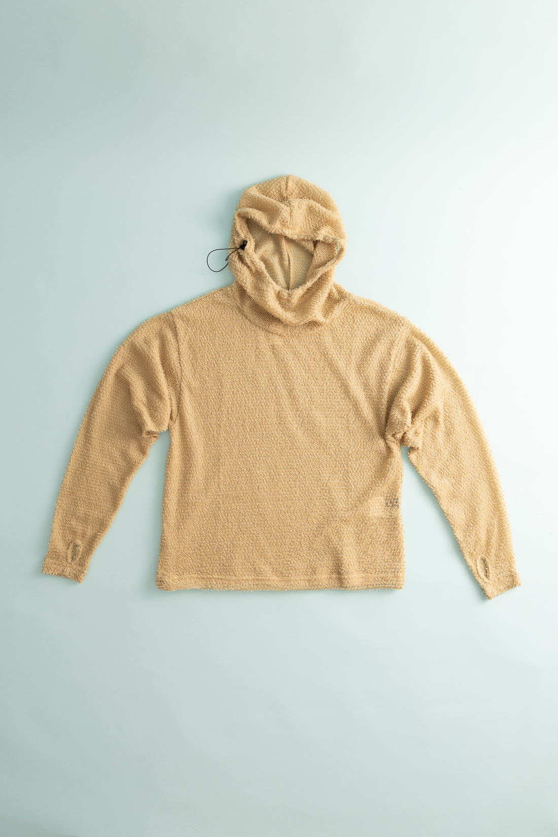 Shag Hoodie v2.0 in cornstalk color with a unique shaggy texture and a boxier fit for comfort.