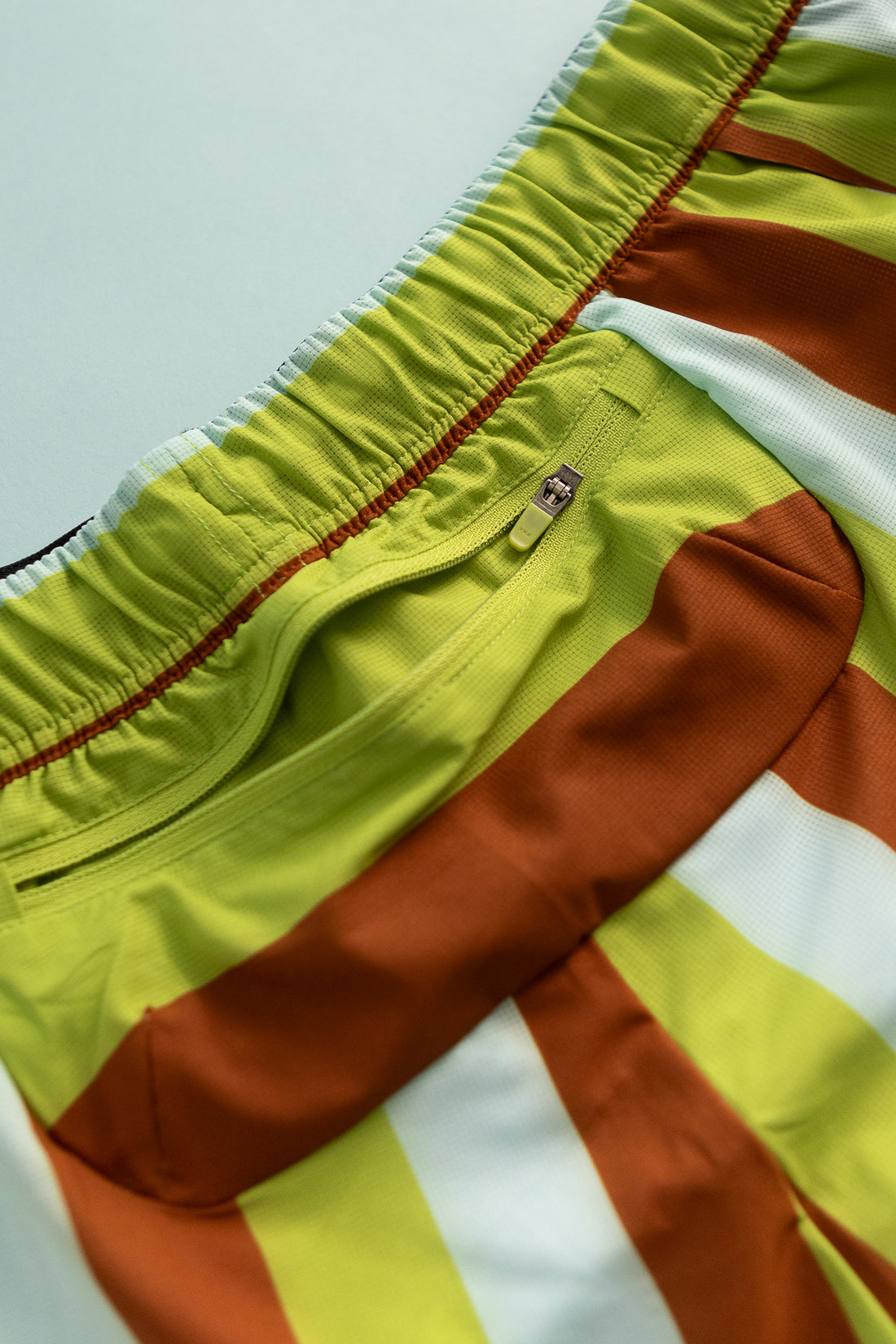 Alex Zono Booty Shorts in Green Stripe, view 7.