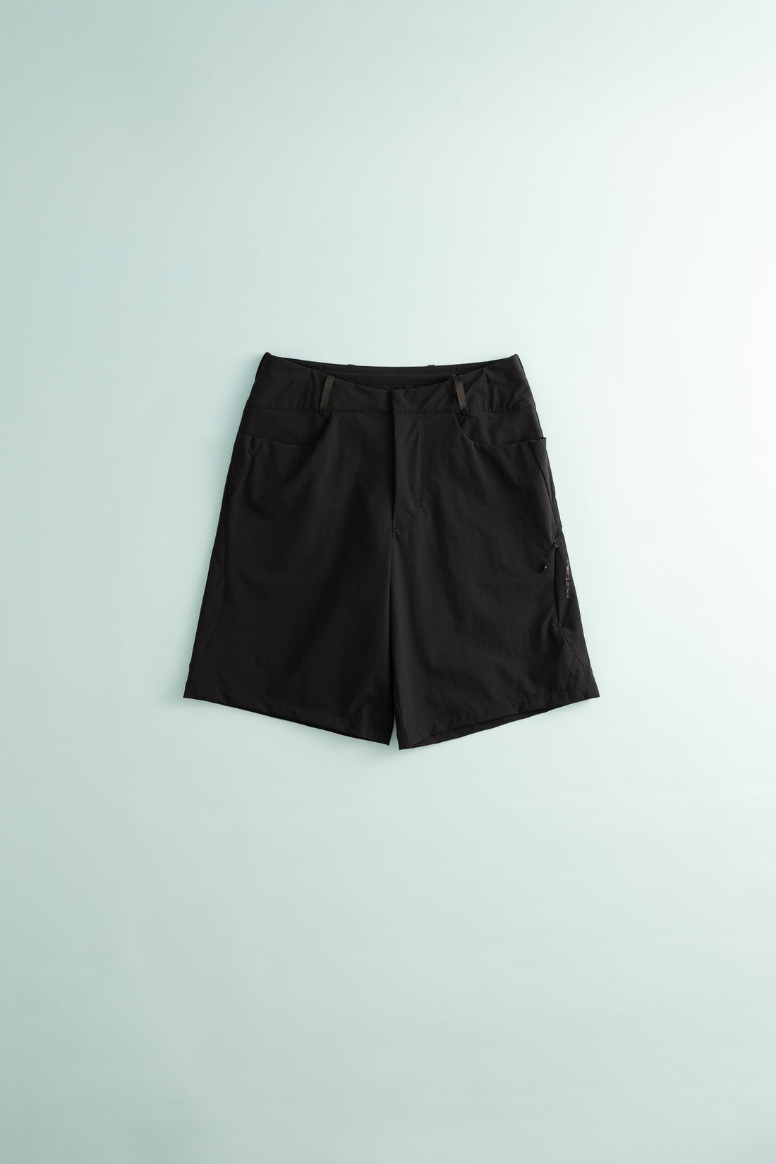 Traka Softshell Short - Black Beauty showing a back view of black softshell shorts on a light background.