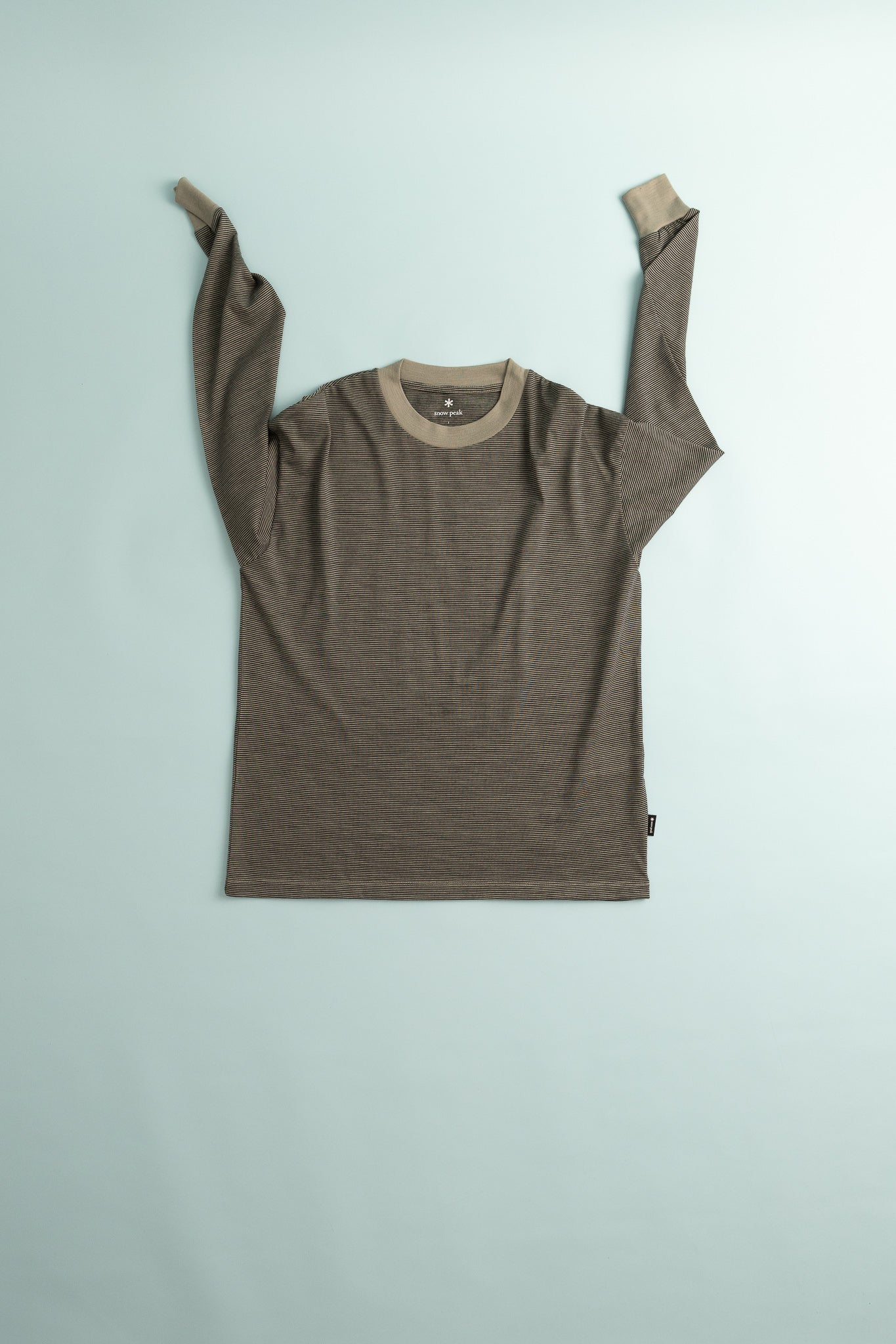 Wool Stripe L/S T-Shirt - Greige