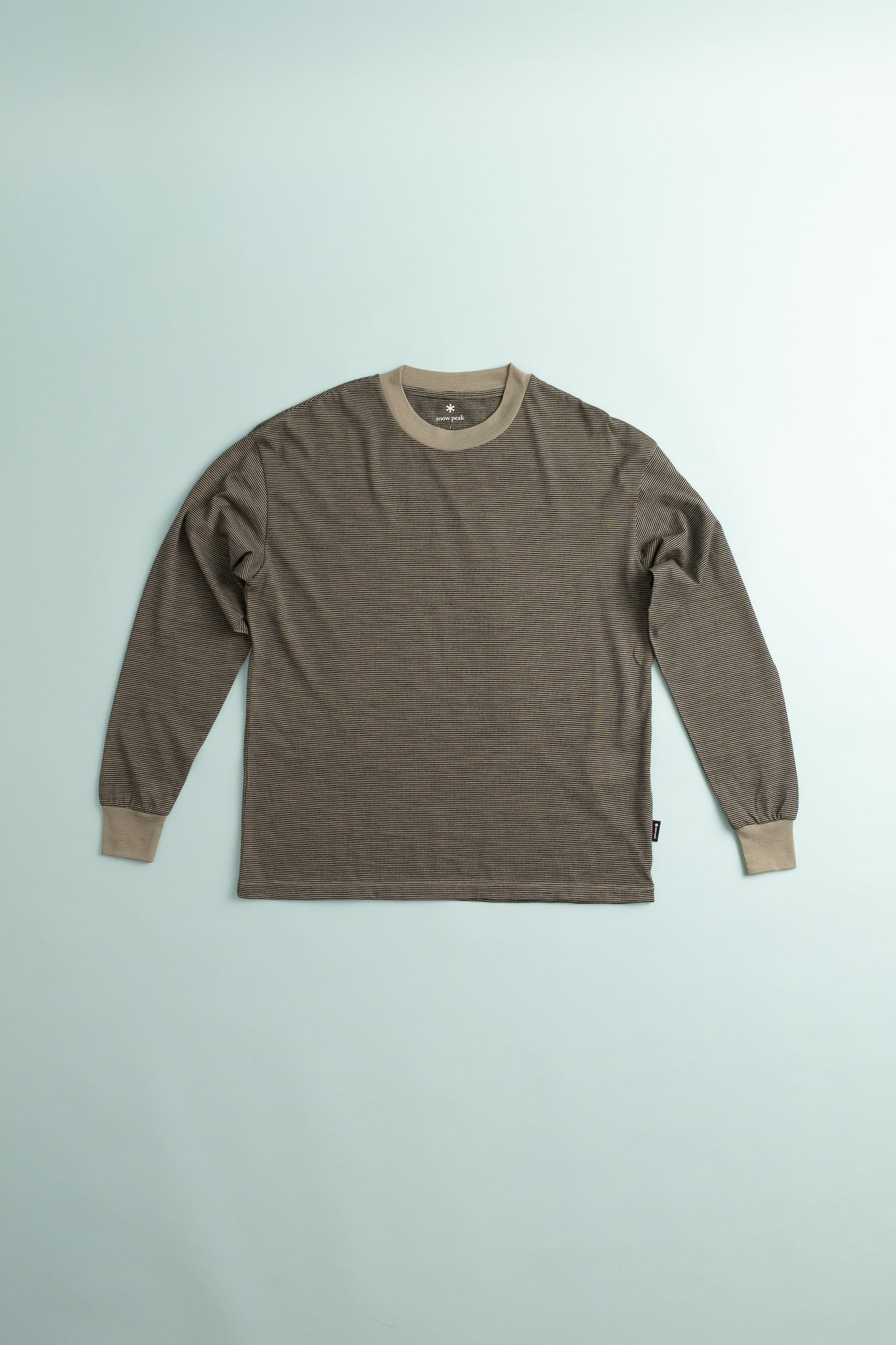 Wool Stripe L/S T-Shirt - Greige