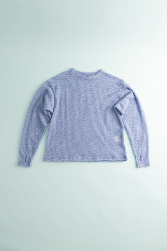 Shag Sweater v2.0 in light purple color, showcasing the ultralight and shaggy texture.