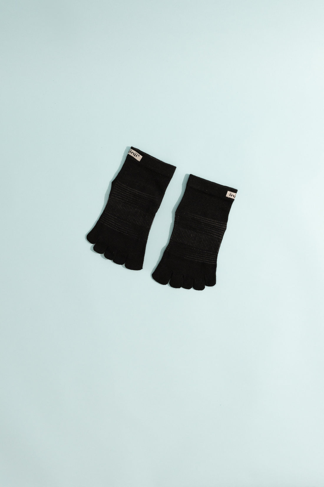 Injinji Run Lightweight Mini-Crew Toe Socks in Black, view 1.