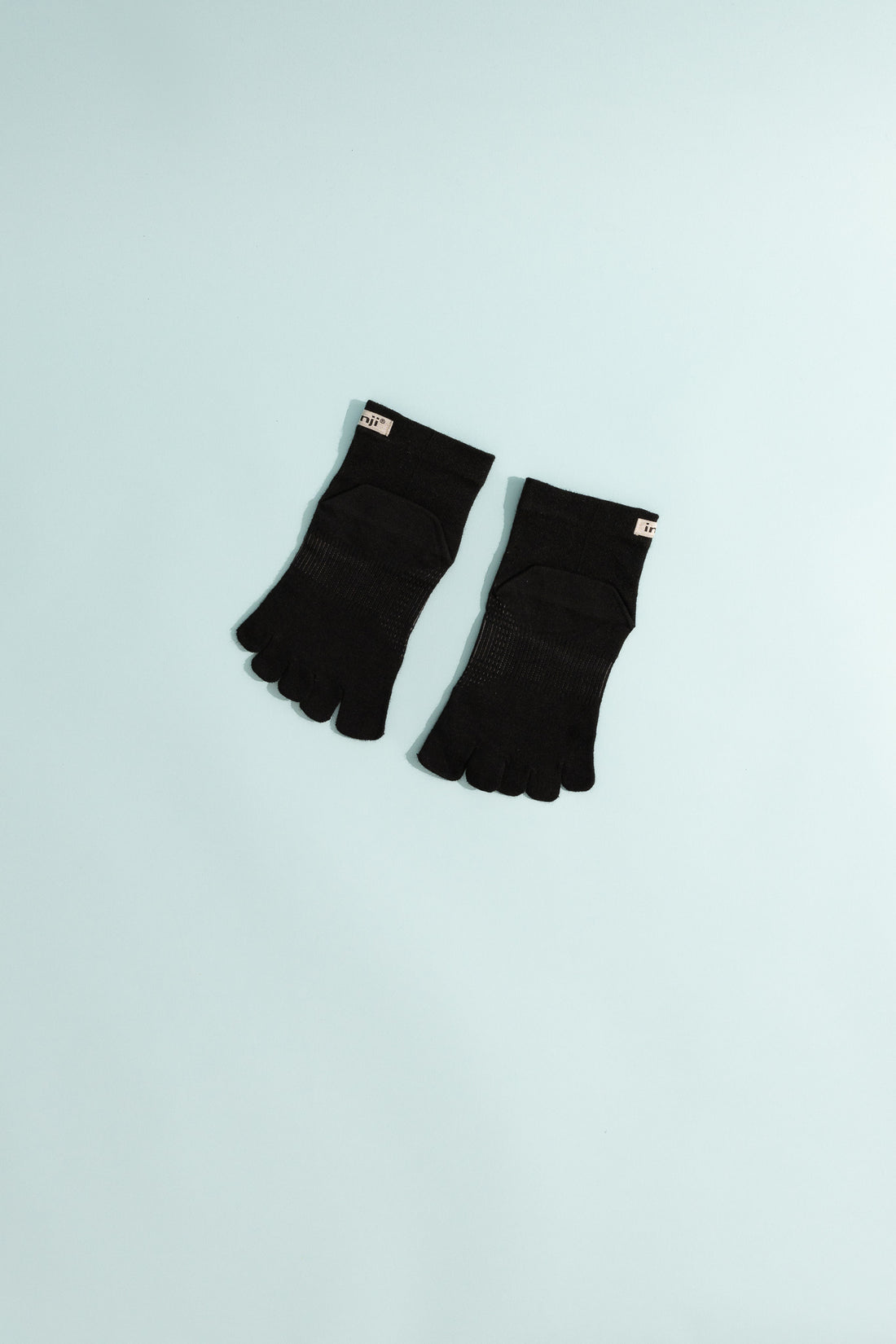 Injinji Run Lightweight Mini-Crew Toe Socks in Black, view 2.
