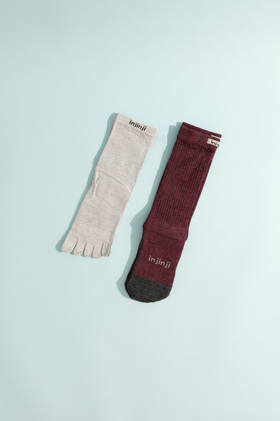 Women's Outdoor Hiker & Toe Sock Liner in burgundy and gray, perfect for hiking adventures.
