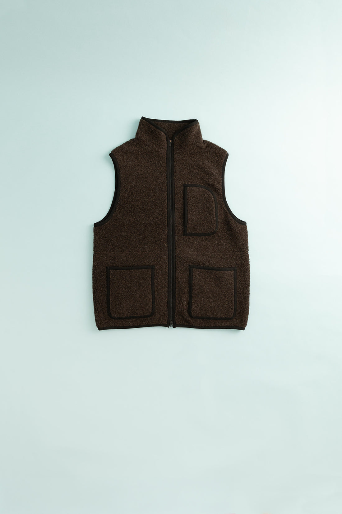 Recycled Wool Boa Vest - Dark Brown